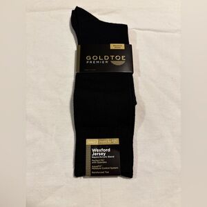 Gold Toe Wexford Jersey navy dress socks, shoe size 6-12.5/Sock size 10-13